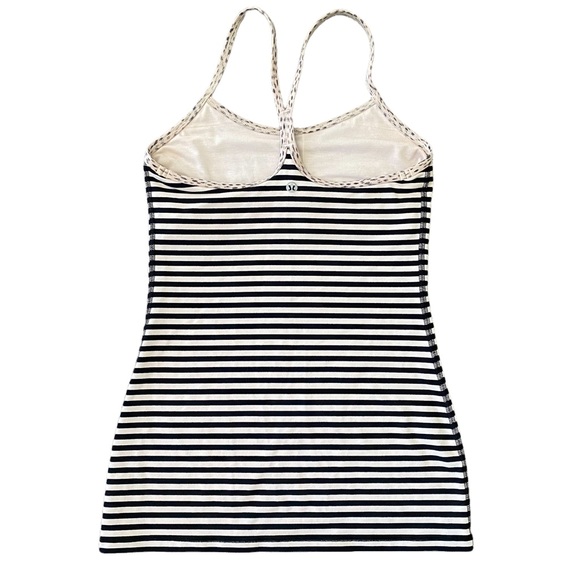 Lululemon Light Pink & Black Striped Racerback Tank Top w/ Built in Bra 4 - Picture 9 of 15